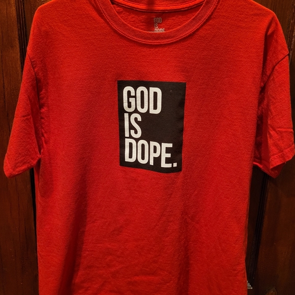 EUC God Is Dope Red T-Shirt - Picture 1 of 1